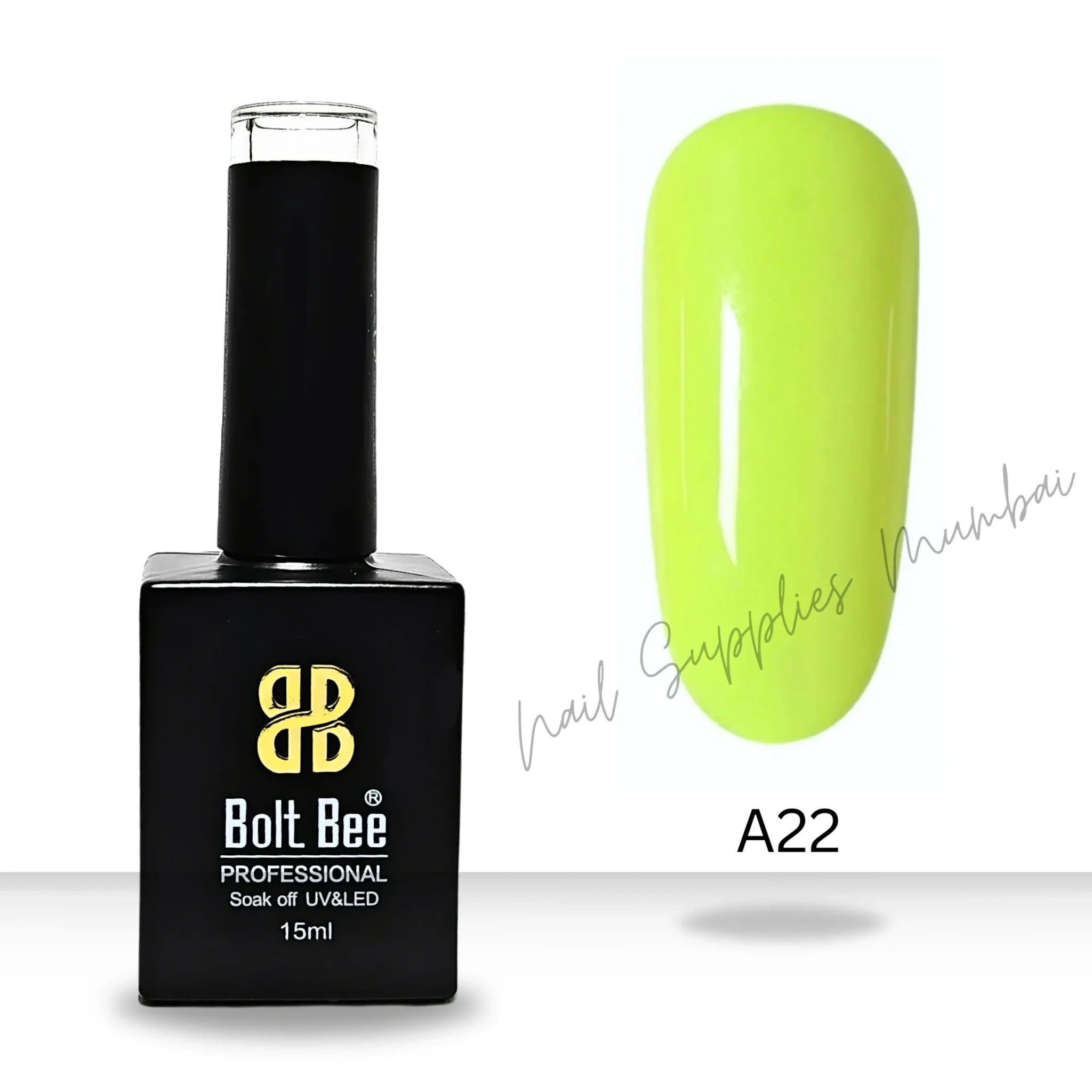 Bolt Bee Neon Green Gel Polish (Shade No.A22) (15ml)