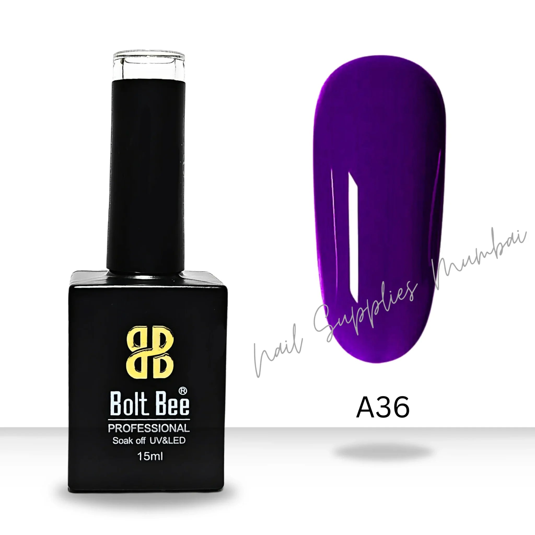 Bolt Bee Purple Gel Polish (Shade No.A36) (15ml)