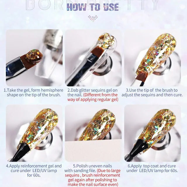 Born Pretty Aurora Blue Reflective Sequins Glitter Gel RS10 (5gm)