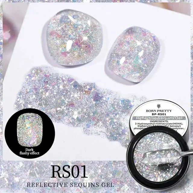 Born Pretty Aurora White Reflective Sequins Glitter Gel RS01 (5gm)