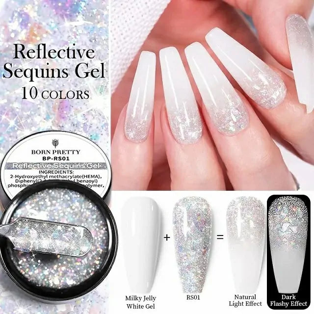 Born Pretty Aurora Green Reflective Sequins Glitter Gel RS09 (5gm)