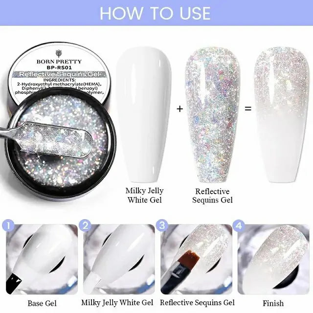 Born Pretty Aurora Blue Reflective Sequins Glitter Gel RS10 (5gm)