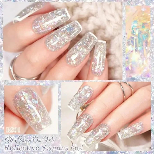 Born Pretty Aurora White Reflective Sequins Glitter Gel RS01 (5gm)