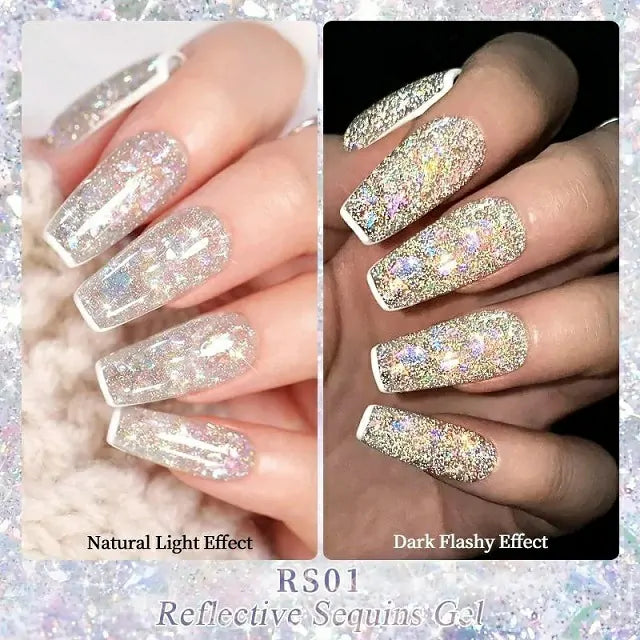 Born Pretty Aurora White Reflective Sequins Glitter Gel RS01 (5gm)