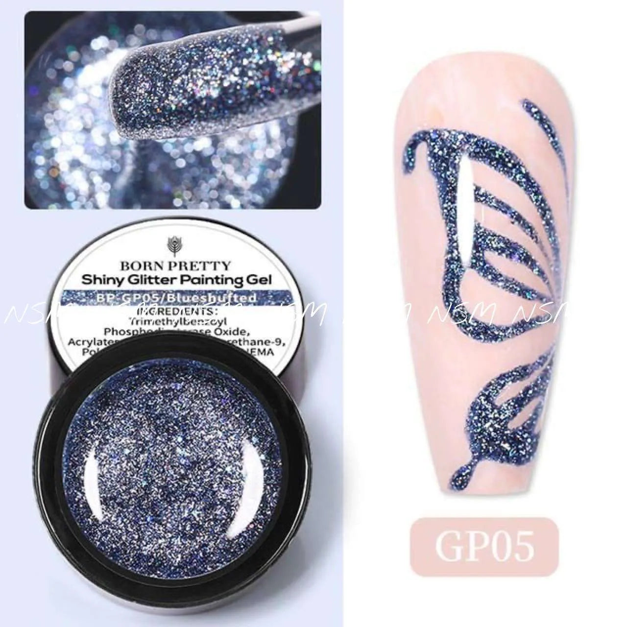 Born Pretty Blueshufted Shiny Glitter Painting Gel GP05 (5ml)