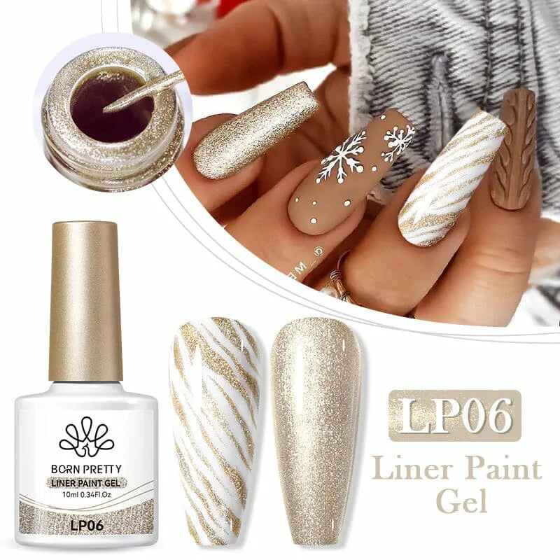 Born Pretty Liner Paint Gel Champagne Gold LP06 (10ml)