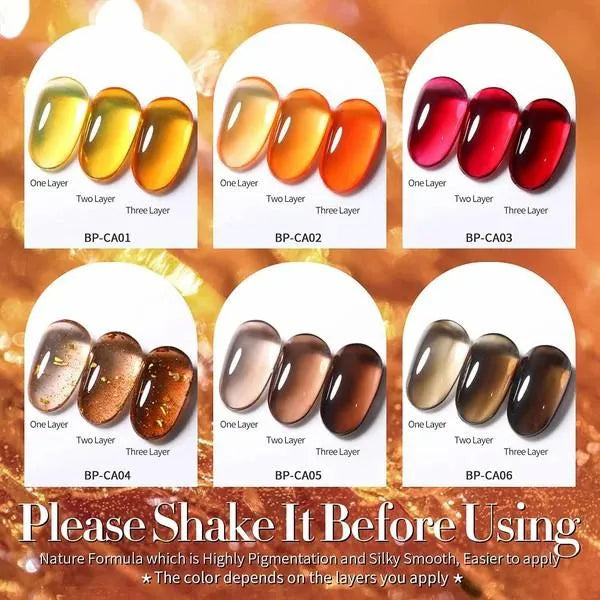 Born Pretty Crystal Amber Series Gel Polish (Set Of 6 Colors 10ml)