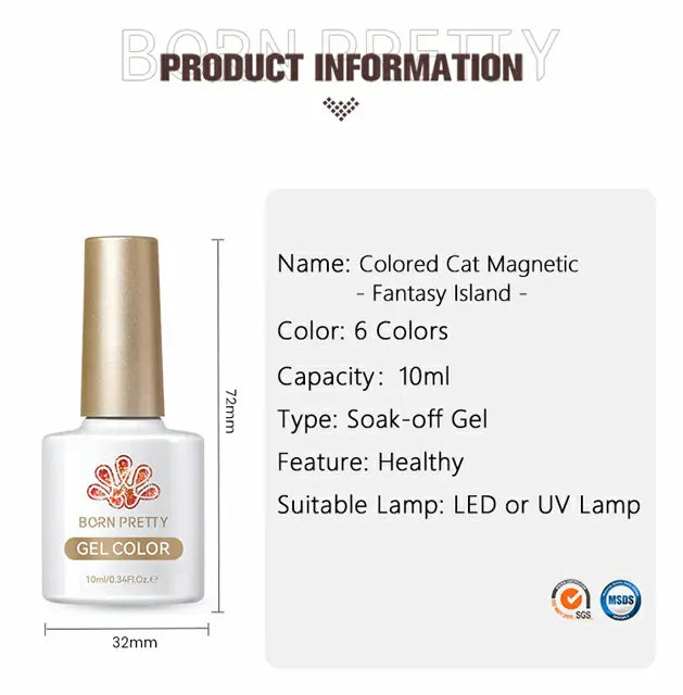 Born Pretty Fantasy Island Colored Cat Magnetic Gel Polish MY17 (10ml)