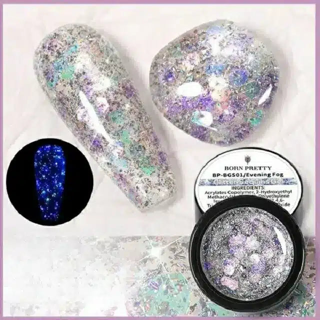 Born Pretty Glow In The Dark Evening Fog Glitter Sequins Gel BGS01 (5gm)