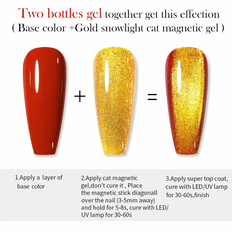 Born Pretty Gold Snowlight Cat Magnetic Gel Polish (10ml)