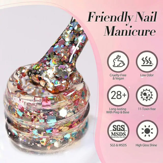 Born Pretty Multicolor Sequins Glitter Gel Polish Rainbow Island SG04 (10ml)