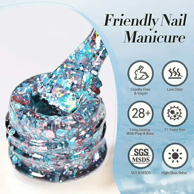 Born Pretty Multicolor Sequins Glitter Gel Polish Stained Glass SG03 (10ml)