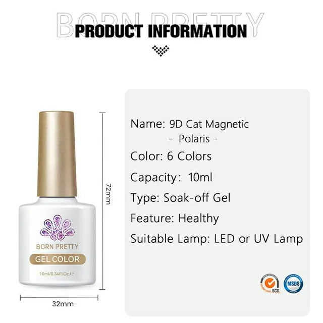 Born Pretty Polaris 9D Cat Magnetic Nail Gel Polish MY33 (10ml)