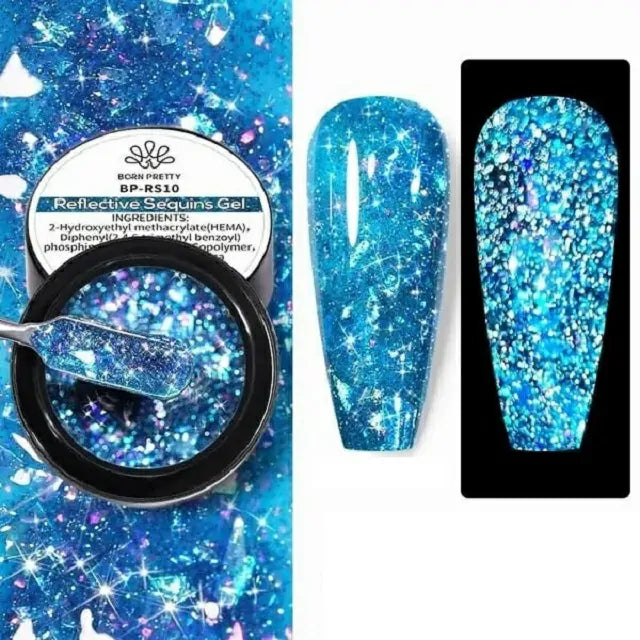 Born Pretty Aurora Blue Reflective Sequins Glitter Gel RS10 (5gm)