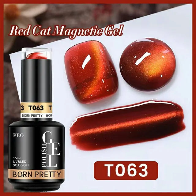 Born Pretty Red Cat Eye Gel Nail Polish T063 (15ml)