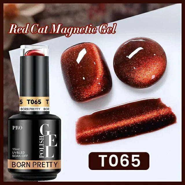 Born Pretty Red Cat Eye Gel Nail Polish T065 (15ml)