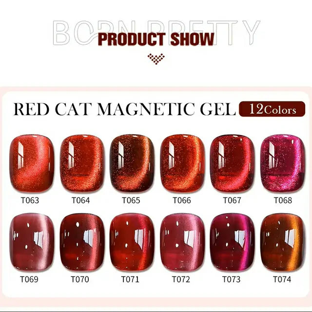 Born Pretty Red Cat Eye Gel Nail Polish T070 (15ml)