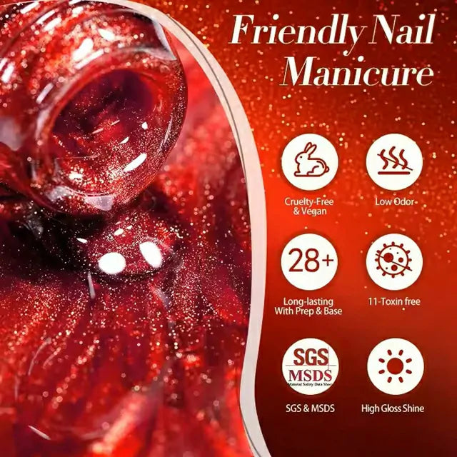 Born Pretty Red Cat Eye Gel Nail Polish T070 (15ml)