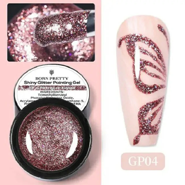 Born Pretty Rose Tinted Shiny Glitter Painting Gel GP04 (5ml)