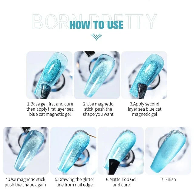 Born Pretty Sea Blue Cat Magnetic Gel Polish SB18 (10ml)