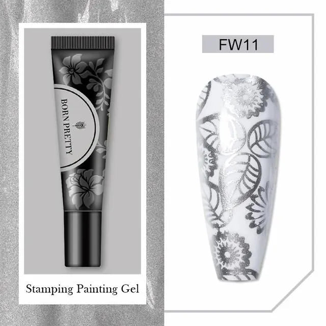 Born Pretty Silver Flower Stamping Gel (8ml)