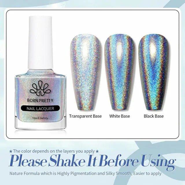 Born Pretty Silver Iridescent Nail Polish (10ml)