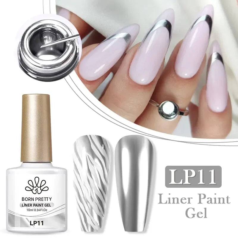Born Pretty Liner Paint Gel Silver Mirror Metallic LP11 (10ml)