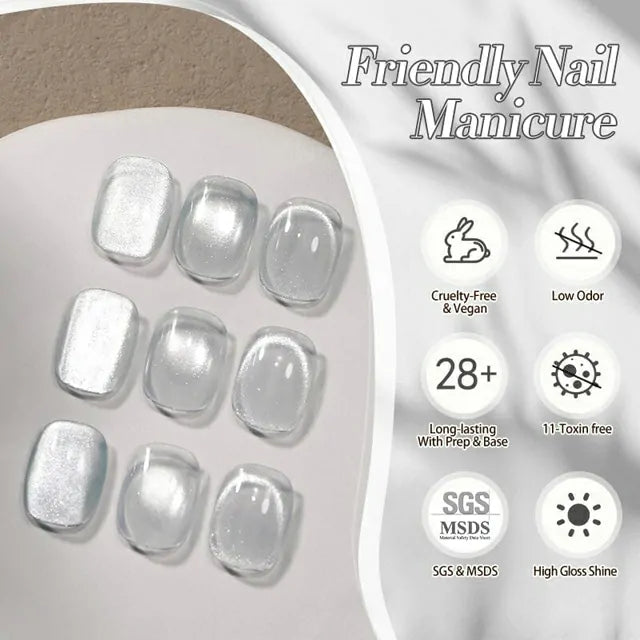 Born Pretty White Cat Magnetic Gel Polish Flowing Light White MY77 (10ml)