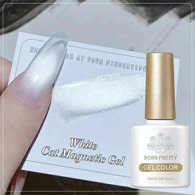 Born Pretty White Cat Magnetic Gel Polish Flowing Light White MY77 (10ml)