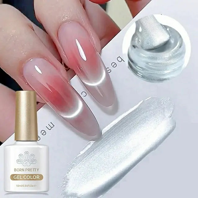 Born Pretty White Cat Magnetic Gel Polish Flowing Light White MY77 (10ml)