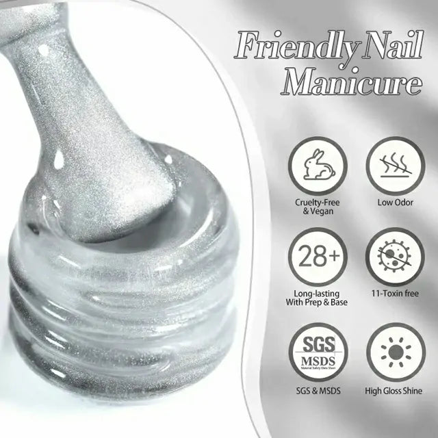 Born Pretty White Cat Magnetic Gel Polish Flowing Light White MY77 (10ml)