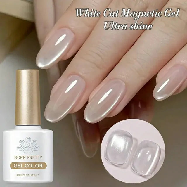 Born Pretty White Cat Magnetic Gel Polish Flowing Light White MY77 (10ml)