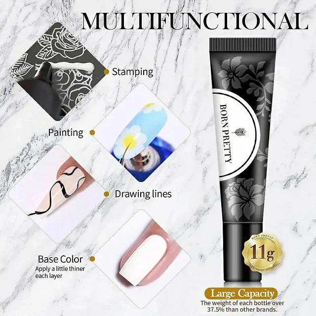 Born Pretty White Lotus Stamping Gel (8ml)