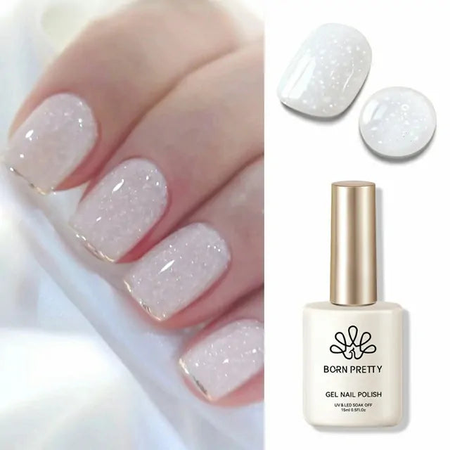 Born Pretty White Snow Glitter Jelly Gel Polish (15ml)