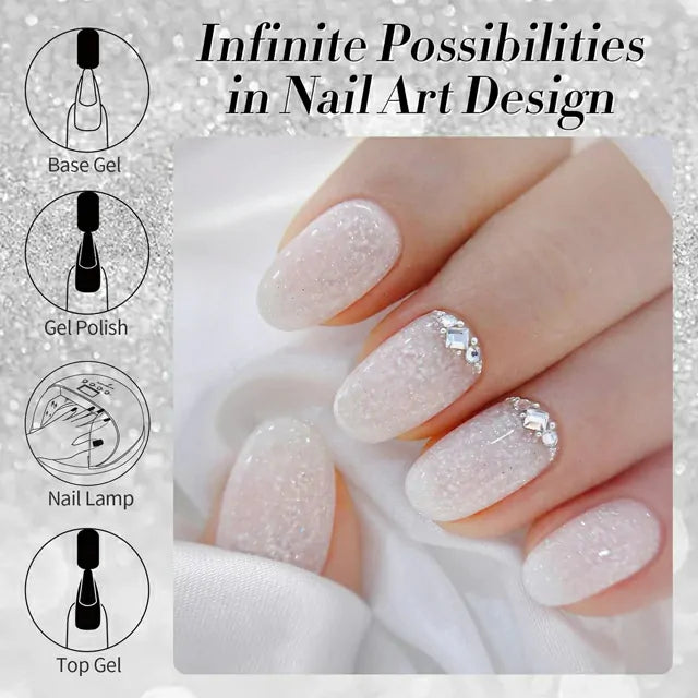 Born Pretty White Snow Glitter Jelly Gel Polish (15ml)