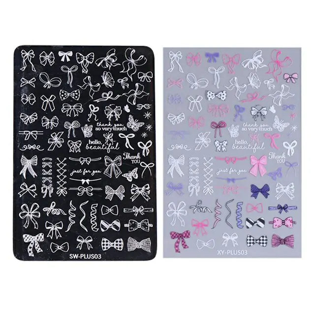 Bows Ribbons And Text Big Stamping Plate