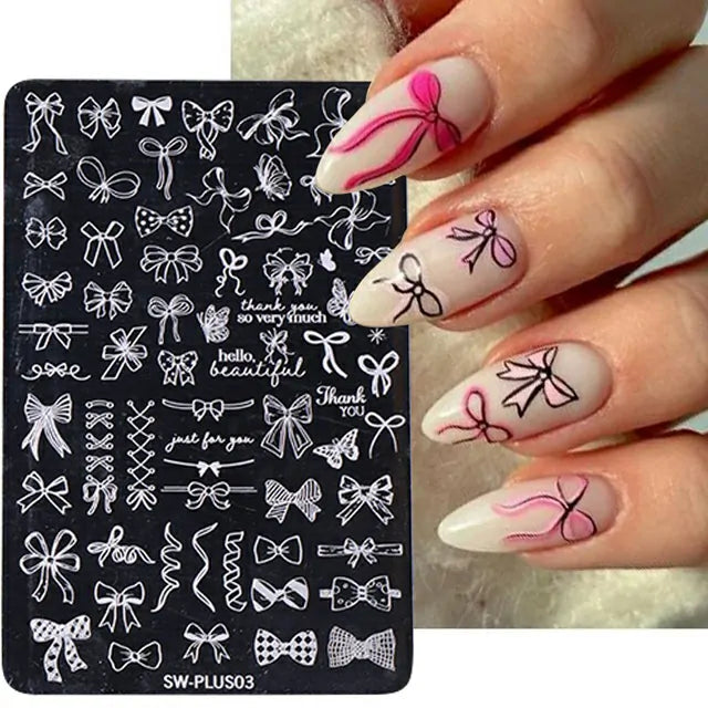 Bows Ribbons And Text Big Stamping Plate
