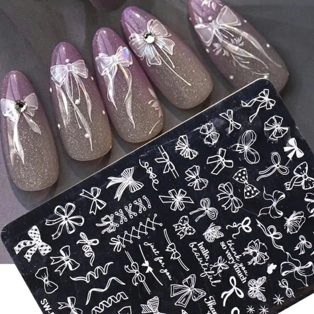 Bows Ribbons And Text Big Stamping Plate