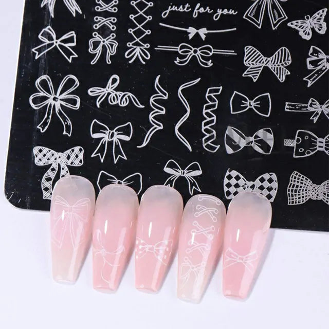 Bows Ribbons And Text Big Stamping Plate