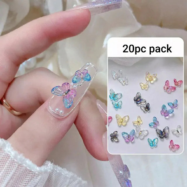 Butterfly Nail Charms Pack (20 Random Colors)