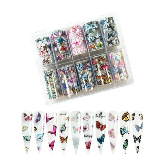 Butterfly Print Nail Transfer Foils Box