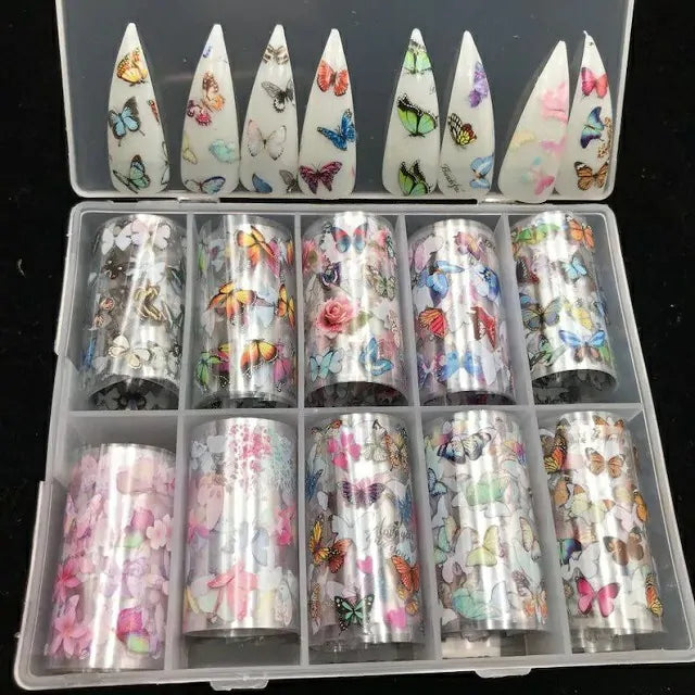 Butterfly Print Nail Transfer Foils Box