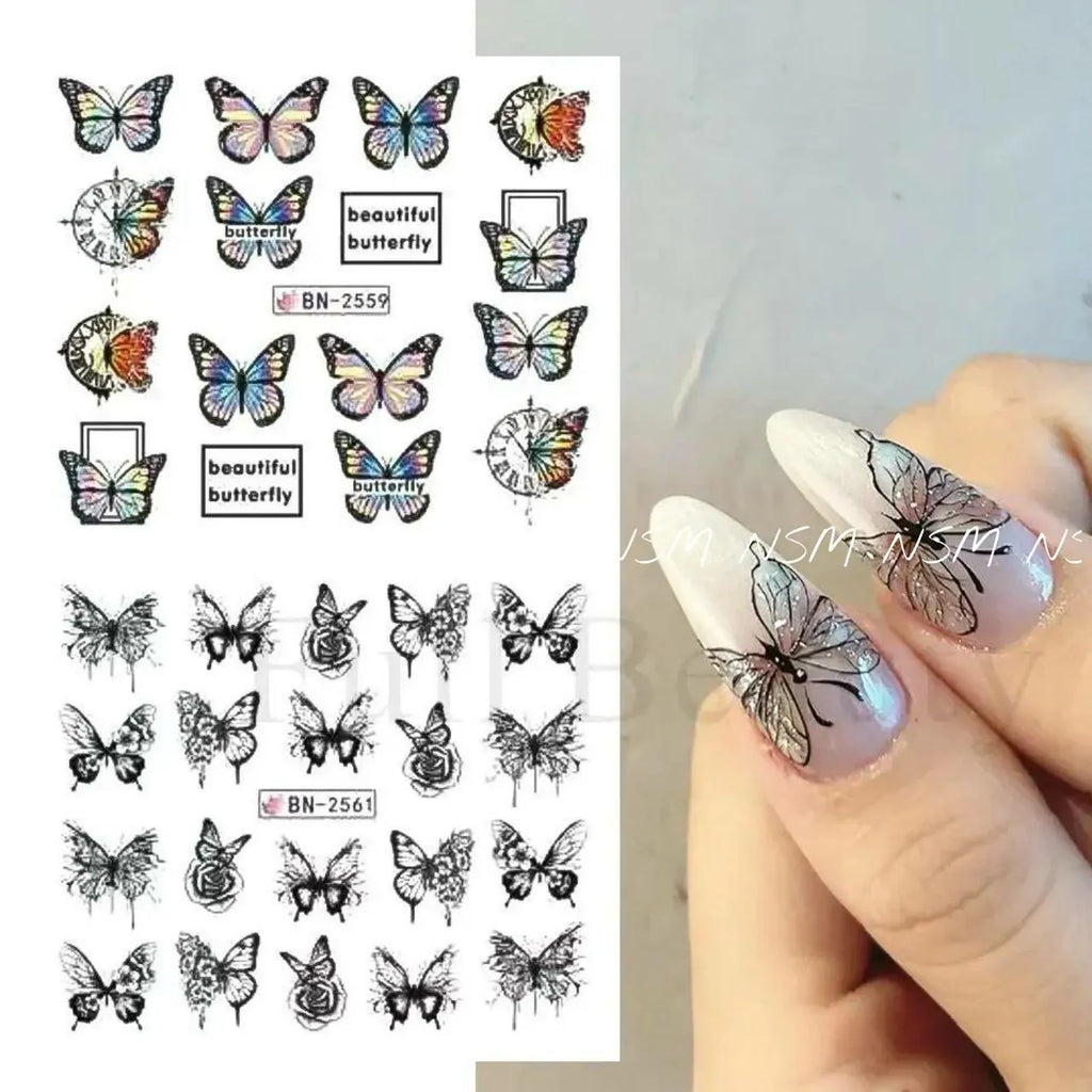 Multi Print Butterfly Water Decal Sticker Sheets (Design no. 2568)