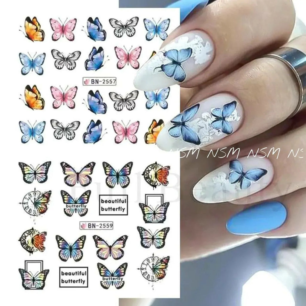 Multi Print Butterfly Water Decal Sticker Sheets (Design no. 2568)