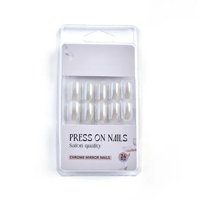 Pearl White Salon Quality Press On Nails (Set Of 24 Nails)
