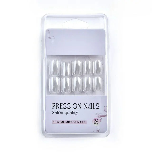 Clear Pearl Salon Quality Press On Nails (Set Of 24 Nails)