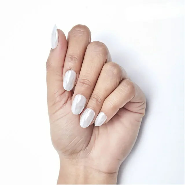 Clear Pearl Salon Quality Press On Nails (Set Of 24 Nails)