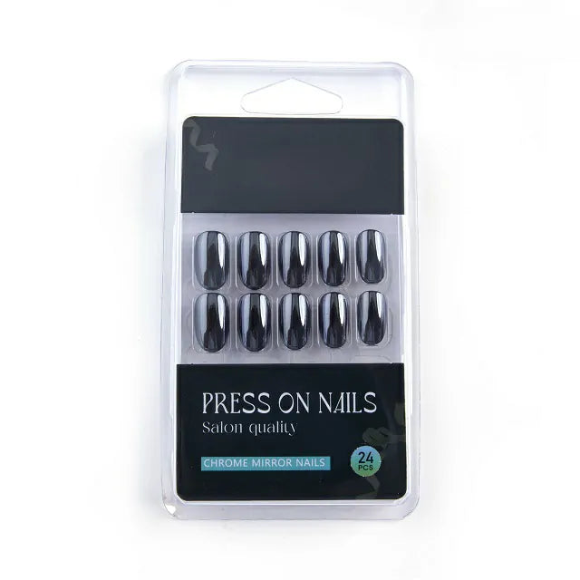 Black Pearl Salon Quality Press On Nails (Set Of 24 Nails)