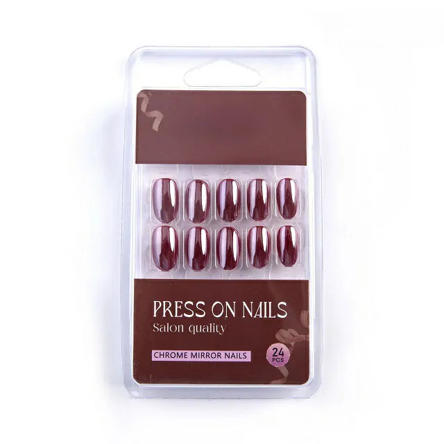 Dark Pink Pearl Salon Quality Press On Nails (Set Of 24 Nails)