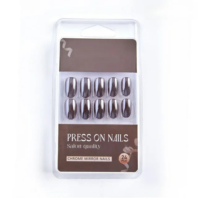 Brown Pearl Salon Quality Press On Nails (Set Of 24 Nails)